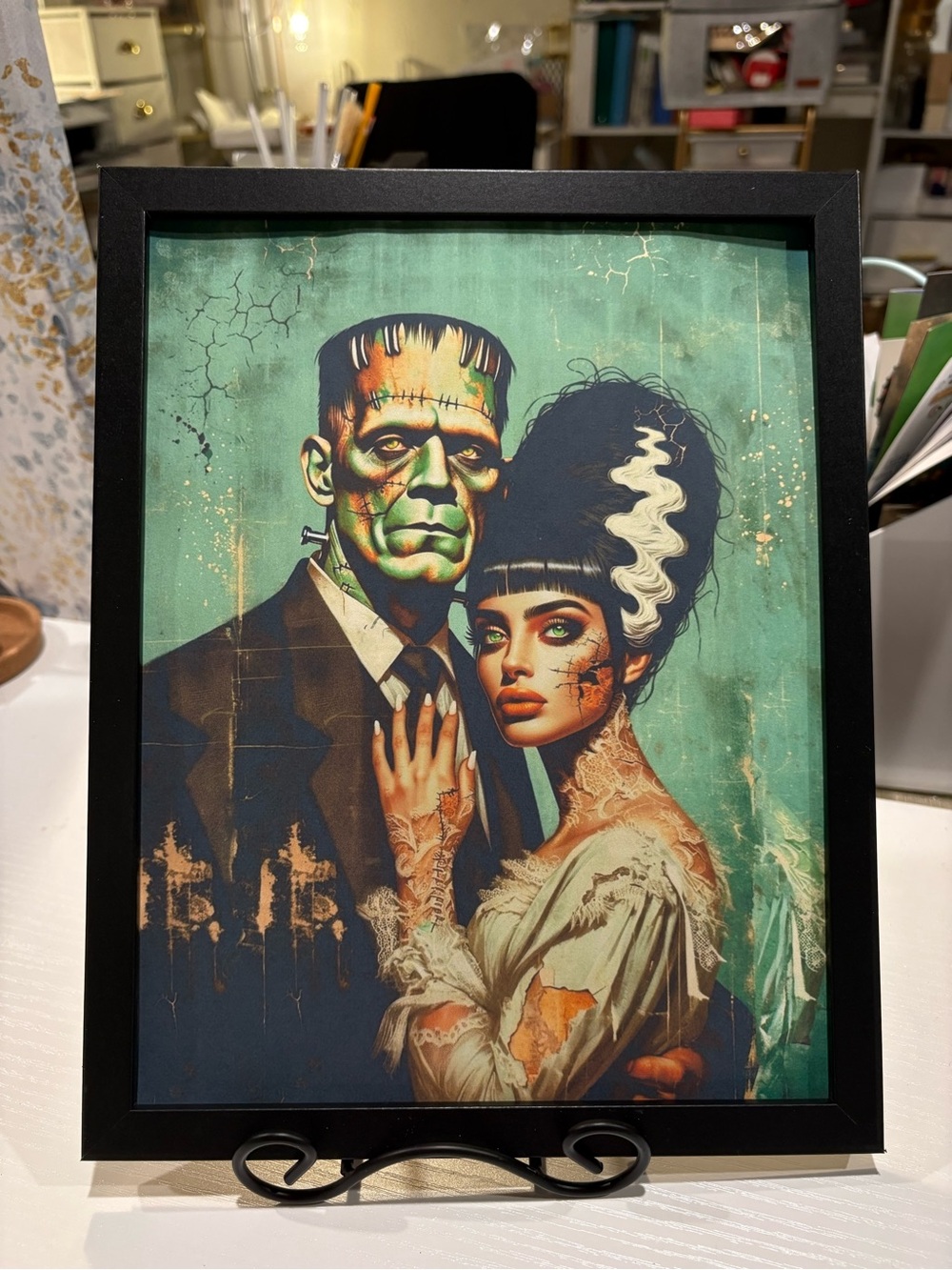 Framed 8x10 Bride and Frankenstein Portrait Art Print